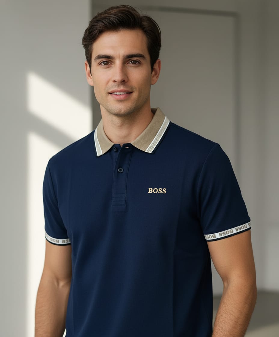 Hugo Boss Original Export Quality Polo Navy Blue Color