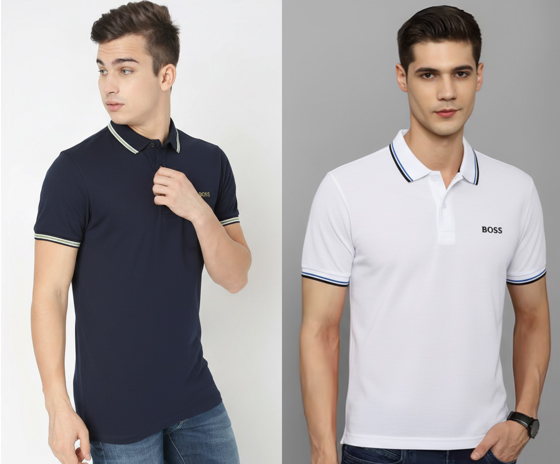 Hugo Boss Original Export Quality Polo 2pcs Combo Offer